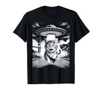 Gatto San Francisco UFO Golden Gate Bridge Alieno Maglietta