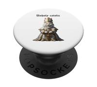 Gatto satanico cattolico empio con corna PopSockets PopGrip Adesivo