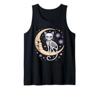 Gatto Scheletro sulla Luna Crescente Halloween Canotta