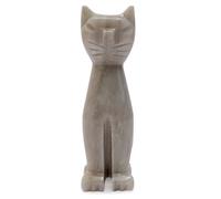 Gatto Scultura da tavolo Fermalibri Marmo Bianco White Marble Cat Statue H.12cm