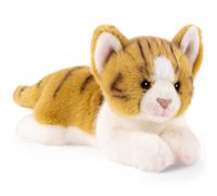 Gatto sdraiato, marrone e bianco, circa 25 cm, peluche, peluche