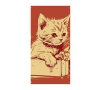 Gatto sdraiato sulla scatola copertura della porta primavera estate appeso bandiera portico segno esterno stagionale vacanza cortile decorazione per porta d'ingresso e portico