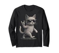 Gatto Segno Rock & Roll - Gatto Star del ROCK Musicale Maglia a Manica