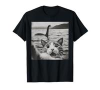 Gatto selfie con mostro di Loch Ness, divertente, per uomini, donne, bambini Maglietta