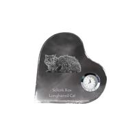 Gatto Selkirk Rex a pelo lungo orologio a forma di cuore con un gatto Art-Dog