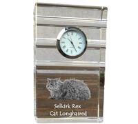 Gatto Selkirk Rex a pelo lungo orologio a tre strisce con gatto Art-Dog