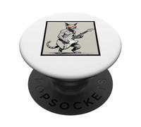 Gatto senza peli che suona la chitarra elettrica rock musica band grafica PopSockets PopGrip Adesivo