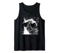 Gatto Siamese Fresco con Occhiali da Sole Bianco Splash Art Cats Canotta