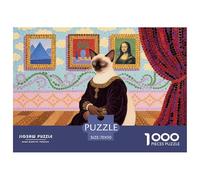 Gatto siamese Galleria del Louvre Puzzle in Legno Impermeabile Puzzles Da 1000 Pezzi Regali Per Adulti Divertenti Giochi Educativi