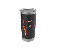 Gatto Silhouette Retrowave Gatto randagio Bicchiere termico in acciaio inox doppia parete