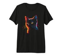 Gatto Silhouette Retrowave Gatto randagio Maglietta Premium