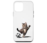Gatto soriano a righe che calcia palla da calcio divertente amante dei gatti Custodia per iPhone 12 mini