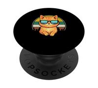 Gatto soriano arancione vintage carino con occhiali da sole PopSockets PopGrip Adesivo
