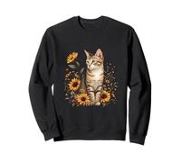 Gatto soriano con girasoli rustico botanico felino arte Felpa