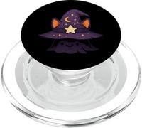 Gatto sotto cappello mago stelle Halloween PopSockets PopGrip per MagSafe