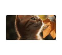 Gatto sotto foglie grande festa banner cartello appeso alla parete sfondo banner festa di compleanno fondali per Capodanno, laurea, matrimonio, festa di compleanno, decorazione, 180 x 90 cm