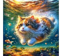 Gatto sottomarino Puzzle 35 Pezzi Per Adulti E Bambini 30x30cm, Fai Da Te puzzle adulti 35 Pezzi, Intrattenimento Creativo, Divertimento, puzzle Classici, Idea Regalo per Lei o Lui