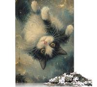 Gatto sottosopra al chiaro di luna Puzzle 300 Pezzi, Puzzle Famiglia