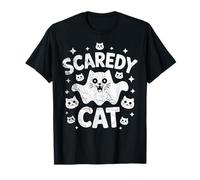 Gatto Spaventoso Divertente Simpatico Cartone Animato Fantasma Kitty Halloween Maglietta