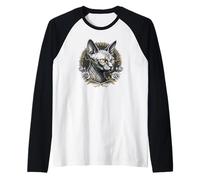 Gatto Sphynx Gotico Strega occulta Geometria Sacra Maglia con Maniche Raglan