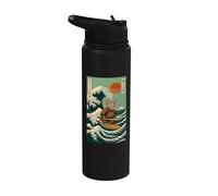 Gatto Sphynx Samurai Surf Onda Giapponese Kawaii Stainless Steel Insulated Water Bottle