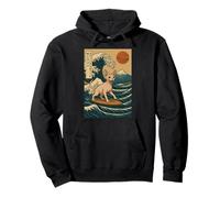 Gatto Sphynx Surf Onda Giapponese Grande Onda Kawaii Felpa con Cappuccio
