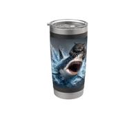 Gatto Squalo che salta fuori dall'acqua Opera d'arte per gli amanti dell'oceano Bicchiere termico in acciaio inox doppia parete