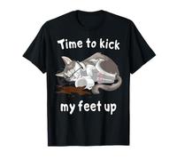 Gatto Stanco con caffè Divertente Rilassarsi Dopo Lavoro Maglietta