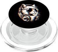 Gatto stilizzato - Animale stile urbano pop art felino cyberpunk PopSockets PopGrip per MagSafe