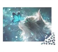 Gatto stravagante e farfalla Lupo in cartone riciclato al 100% con farfalla blu nella nebbia Puzzle da 1000 pezzi per adulti Gioco educativo classico unico 52x38cm/1000pcs