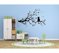 Gatto sul ramo Le foglie Impostato Camera da letto removibile Murale Asilo nido decalcomania arredamento Bambino Arte Adesivo da parete Adesivi Decorazione bambini