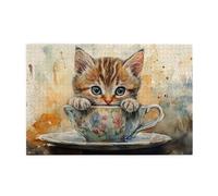 Gatto sulla Coppa 1000 Pezzi Puzzle Per Adulti Puzzle In Legno Per Adulti Regali Home Decor