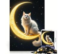 Gatto sulla luna crescente,puzzle da 1000 pezzi per ragazzi,gioco di simulazione,allenamento intelligente,fuga rilassante,taglio perfetto,regalo memorabile (38x52cm)
