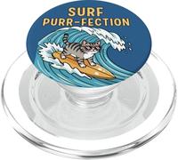 Gatto Surfista - Gatto surf sull'onda disegno animale divertente PopSockets PopGrip per MagSafe