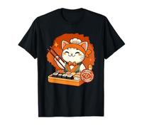 Gatto Sushi Kawaii Proprietario Gatto Anime Giapponese Sushi Amante del Cibo Maglietta