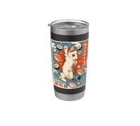 Gatto Sushi Rolls Nigiri Cibo Giapponese Amante Gatto Anime Giappone Bicchiere termico in acciaio inox doppia parete