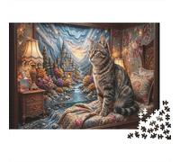 gatto TabbyPuzzle 1000 Pezzi Cartone Spesso Allenamento Cognitivo Camera Fortezza Anziani, Tempo Libero, Relax Mentale 38x26cm/1000pcs