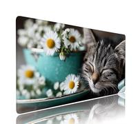Gatto Tappetino Mouse xxl Gaming Accessori Sottomano Scrivania Grande Tappetino Mouse e Tastiera Animale Accessori pc 1400x600x3mm Ufficio Desk Mat, Base in Gomma Impermeabile e Antiscivolo d-938