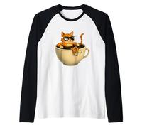 Gatto Tazza di Caffè Cool Pool Divertente Chill Kitty Occhiali Da Sole Caffè Maglia con Maniche Raglan