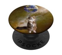 Gatto Terra Palloncino Galassia Divertimento cosmico PopSockets PopGrip Adesivo