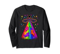 Gatto UFO Carino Gattino Alieno Astronave Divertente Regalo Gatto Maglia a Manica