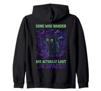 Gatto umoristico divertente con scritta in inglese "Some Who Wander Are Actually Lost" Felpa con Cappuccio