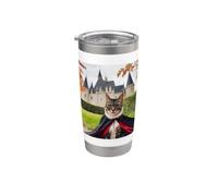 Gatto vampiro di Halloween in un mantello Bicchiere termico in acciaio inox doppia parete