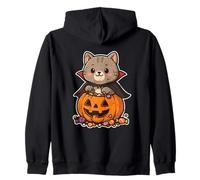 Gatto Vampiro in Zucca con Caramelle Felpa con Cappuccio