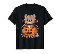 Gatto Vampiro in Zucca con Caramelle Maglietta