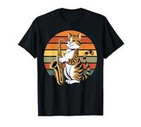 Gatto Vintage Che Gioca Sassofono Jazz Sassofono Musicista Sassofono Maglietta