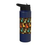 Gatto vintage di metà secolo, stile retrò Atomic Age, colore marrone spaziale Stainless Steel Insulated Water Bottle