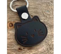 Gatto Viso Kitty Gattino Allevatore Amante Pelle Portachiavi Regalo Nero