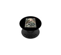 Gatto Vs Mostro Trex Giapponese Giappone Ukiyo-e Arte PopSockets PopGrip Adesivo