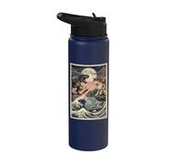 Gatto Vs Mostro Trex Giapponese Giappone Ukiyo-e Arte Stainless Steel Insulated Water Bottle